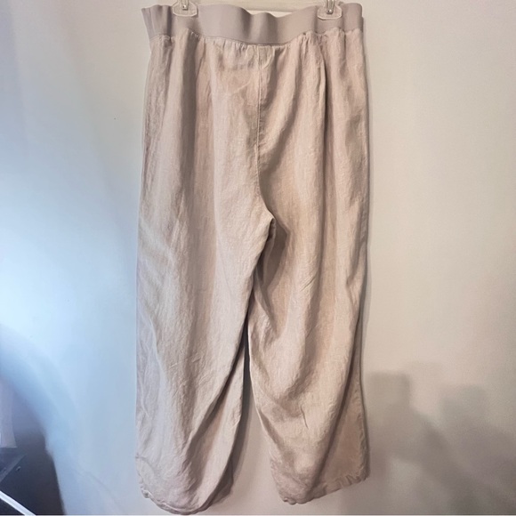 J. Jill Love Linen Elastic Waistband Pull-up Wide Leg Pants 100% Linen Taupe 1X - Picture 4 of 9